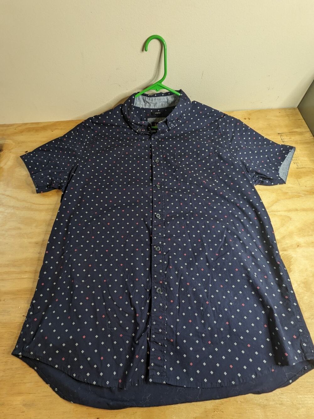 Lee Premium Select Regular Fit LARGE Casual Shirt Short Sleeve Dark Navy Blue